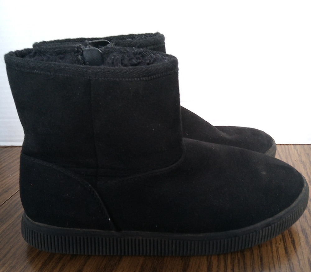 Cat & Jack Girls Black Ankle Boots Side Zip Size 2